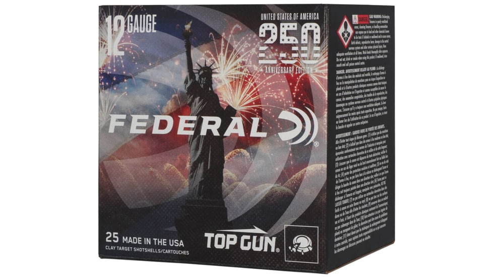 Federal 250th Anniversary USA 12 Gauge 1 1/8 oz 2 3/4in Shotgun Ammo, #8, 25 Rounds, TGL12US 8USA