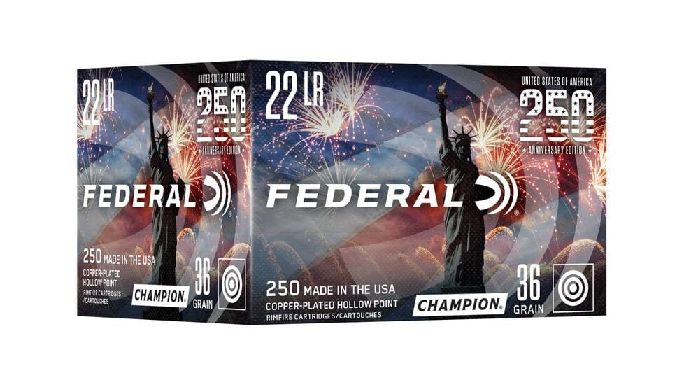 Federal USA 250TH 22LR 36 Grain Copper Plated Hollow Point Rimfire Ammunition, 250 Round, 250, 750USA