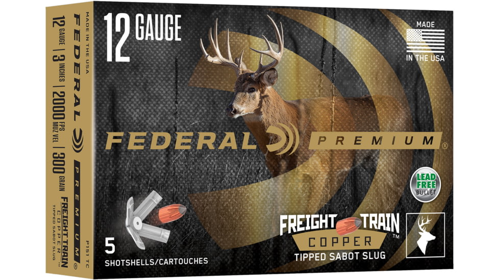 Federal Premium Freight Train 20 Gauge 2 3/4 in 300 Grain Copper Shotgun Sabot Slugs, 5 Round, P208 FT