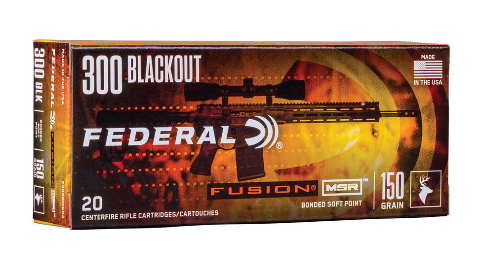 Federal MSR 300 Blackout 190 Grain Subsonic Expanding Brass Rifle Ammo, 20 Rounds, F300BMSR3