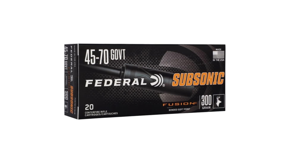 Federal Fusion 45-70 Government 300 Grain Soft Point Brass Rifle Ammo, 20 Rounds, F4570FS1SUB