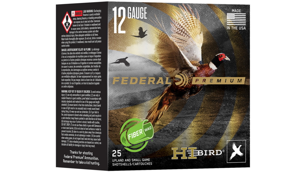 Federal Hi-Bird Fiber Wad Bismuth 12 Gauge 1.25oz, 2.75in Shotgun Ammo, #5, 25 Rounds, HVFB12HW 5
