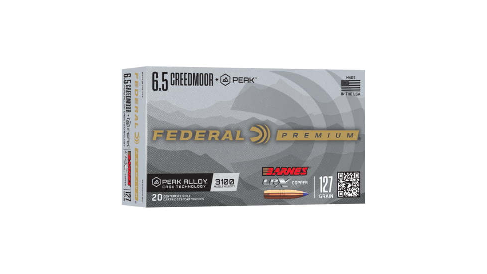 Federal LRX 6.5 Creedmoor 127 grain Federal Premium Barnes Peak Alloy Cased Rifle Ammunition, 20 Rounds, P65CRDPKLRX1