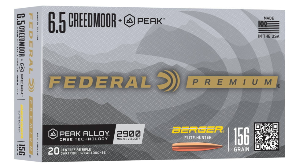 Federal Elite Hunter 6.5 Creedmoor 156 grain Federal Premium Berger Peak Alloy Cased Rifle Ammunition