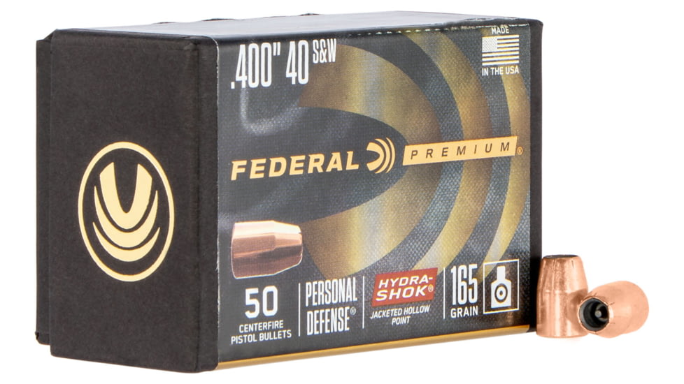Federal Premium PB40HS165 Hydra-Shok Component 10mm/40 S&amp;W .400 165 GR Jacketed Hollow