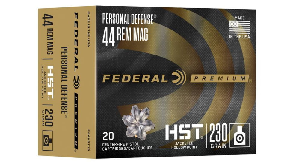 Federal Personal Defense HST 44 Rem Mag 230 Grain HST JHP Brass Pistol Ammo. 20 Rounds, P44HST1S