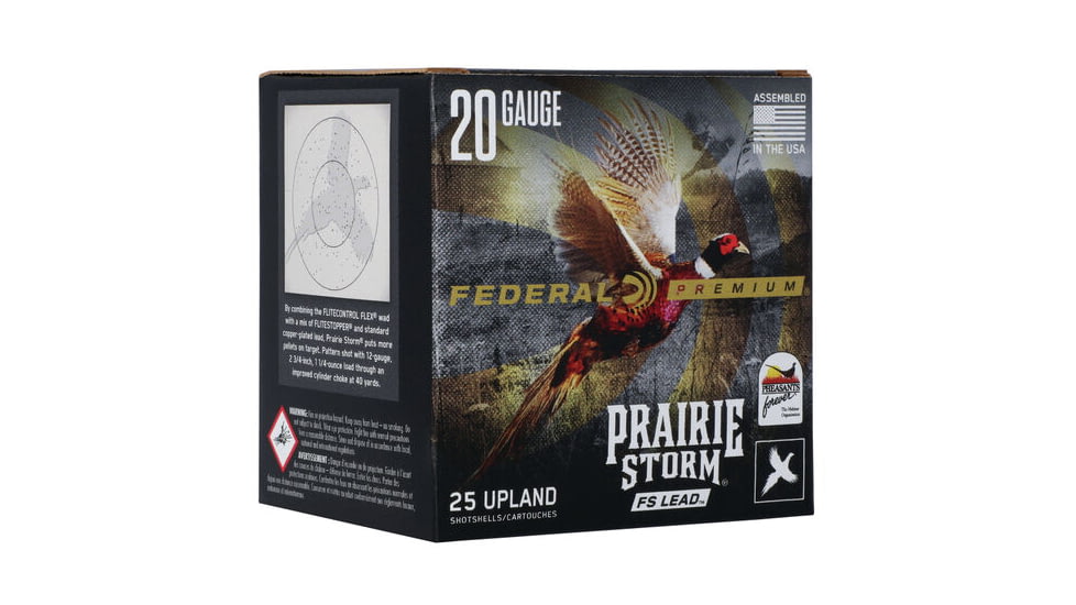 Federal Premium Prairie Storm 20 Gauge #4 Shot 1 1/4oz 2.75in Centerfire Shotgun Ammo, 25 Rounds, PFX204FS 4