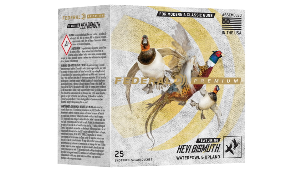 Federal Premium HEVI-Bismuth 12 Gauge 1 1/4 oz 2 3/4in Shotgun Ammo, 3 Shot, 25 Rounds, PHBX144 3