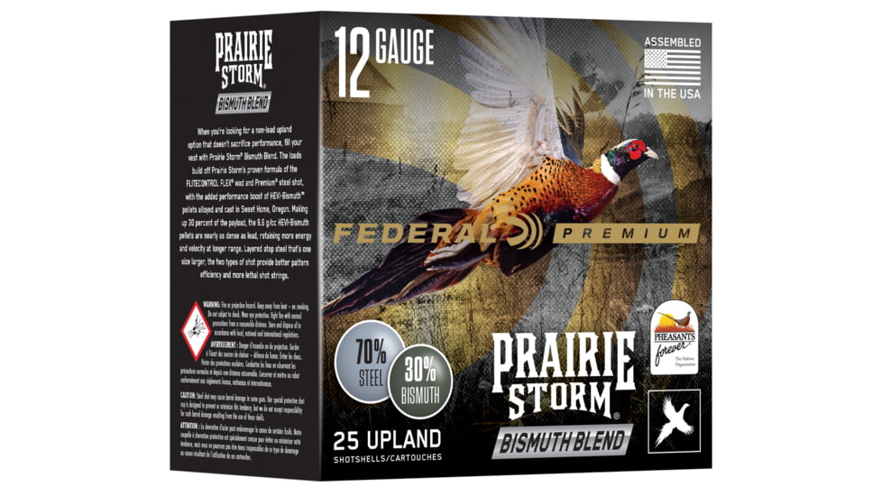 Federal Prairie Storm Bismuth Blend 12 Gauge 1 1/4oz 3in Shotgun Amm, 3 &amp; 4 Shot, 25 Rounds, PFBX142 34