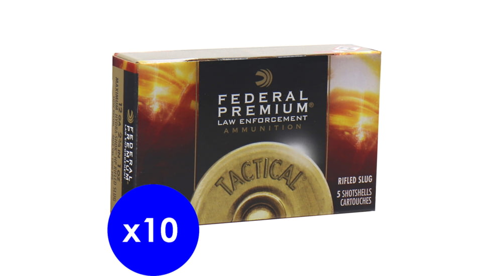 Federal Premium, 12 Gauge, 2 3/4 in, Centerfire Shotgun Slugs Ammo, 50 Rounds, LE127RS