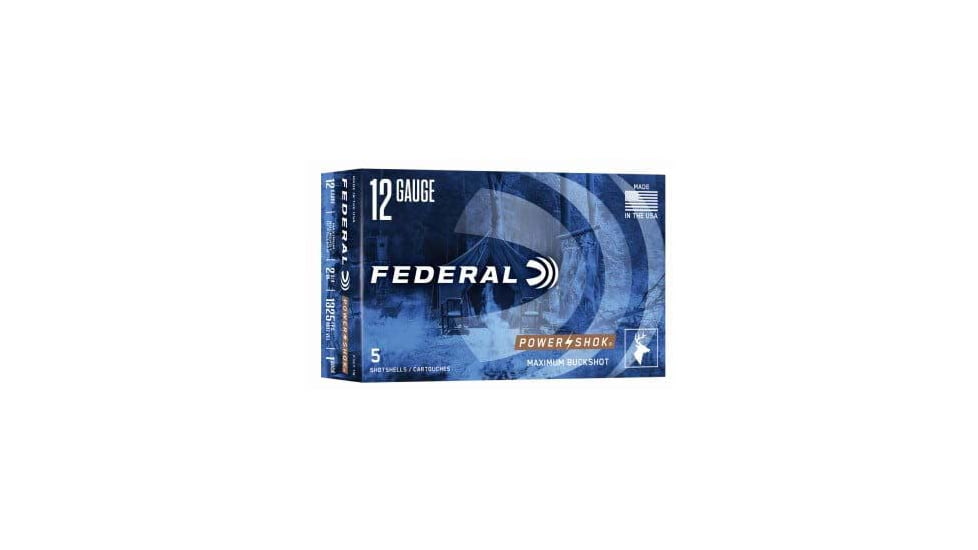 Federal Premium Power-Shok 12 Gauge 16 Pellet 2-3/4in Buckshot Shotgun Ammo, #1, 5 Rounds, F127 1B