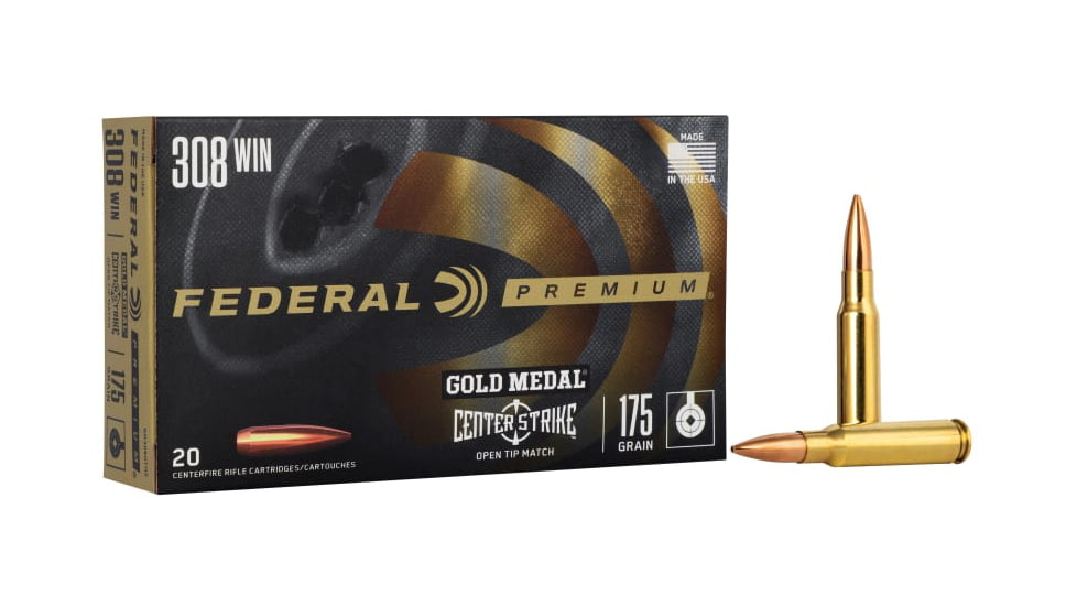 Federal Premium 308 Win 175 Grain Centerstrike Centerfire Rifle Ammo, 20 Rounds, GM308OTM2