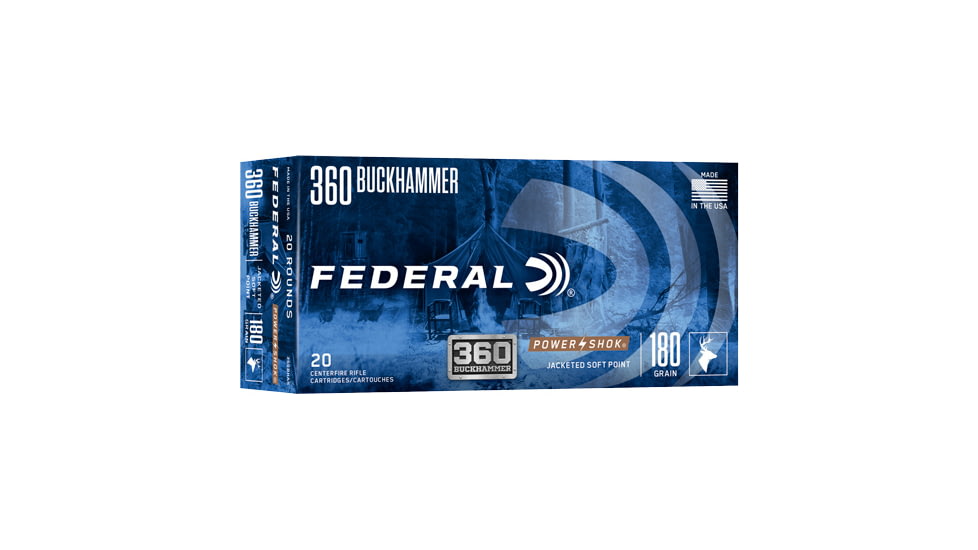 Federal Premium 360 Buckhammer 180 Grain Power-Shok Centerfire Rifle Ammo, 20 Rounds, 360BHAS
