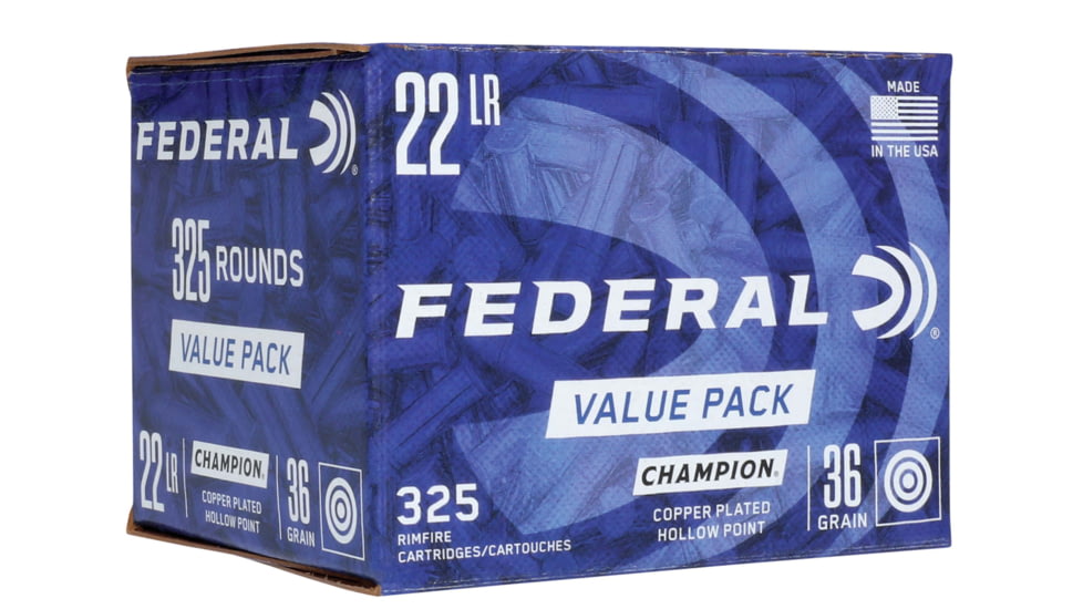 Federal Premium 725 Value Pack 22 LR 36 Gr Copper Plated Hollow Point Rimfire Ammo, 325 Rounds, 725