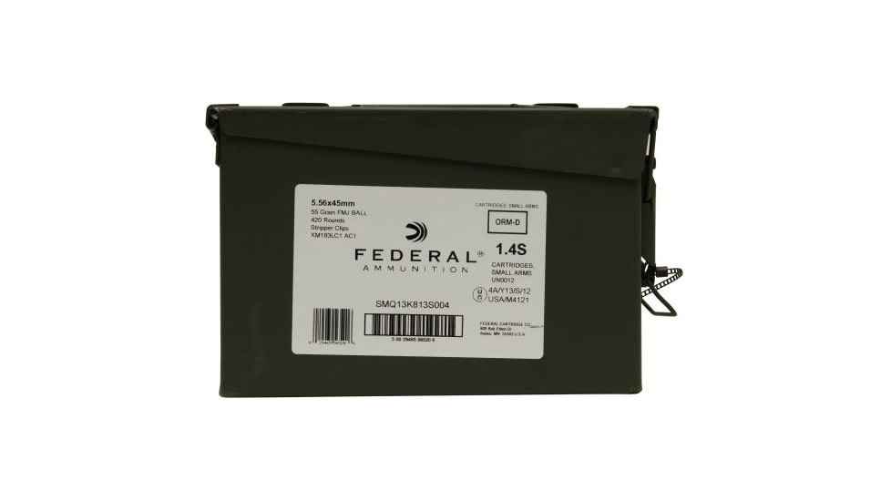 Federal Premium AE Tactical 5.56x45 55gr. FMJ Boat-Tail Brass Centerfire Rifle Ammo, 400 Rounds, XM193ML1X