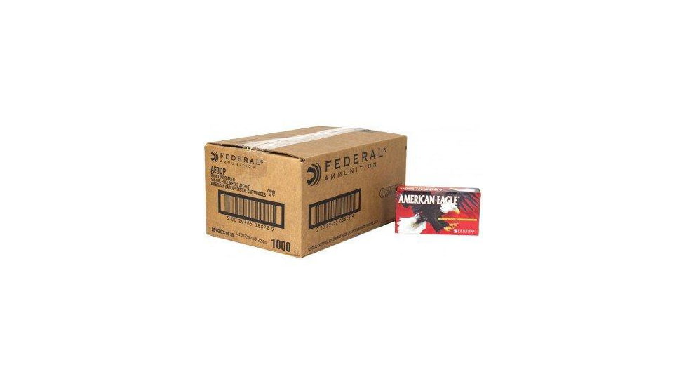 Federal Premium American Eagle Handgun Ammunition 9mm Luger 115 gr FMJ 1180 fps 500/ct, FAAE9DP100C