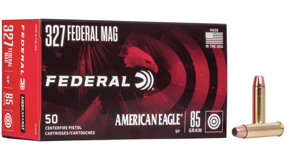 Federal Premium American Eagle 327 Magnum 85 Grain Jacketed Soft Point Brass Caed Centerfire Pistol Ammo, 50 Rounds, AE327A