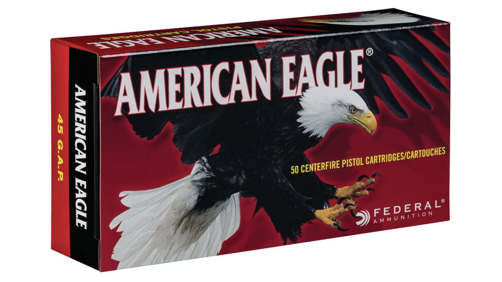 Federal Premium .45 ACP 140 Grain Lead-Free Ball Brass Centerfire Pistol Ammo, 50 Rounds, AE45LF1