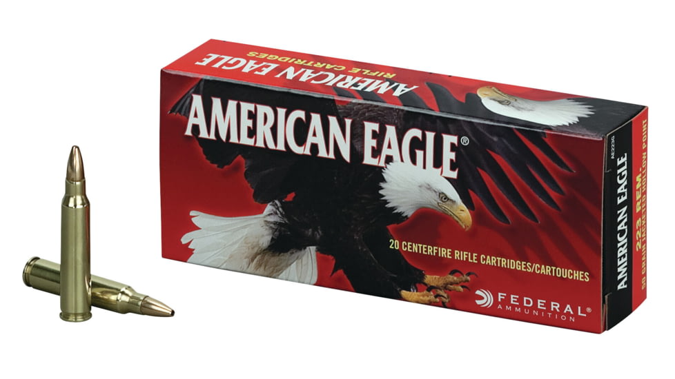 Federal Premium JACKETED HOLLOW POinT .223 50 Grain Jacketed Hollow Point Centerfire Rifle Ammo, 20 Rounds, AE223G
