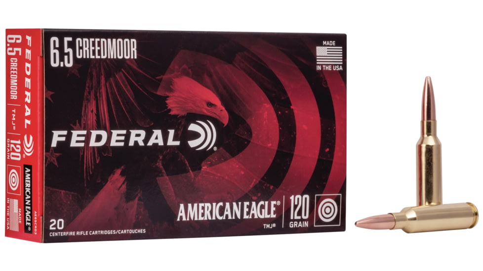 Federal Premium American Eagle Rifle Ammo, 6.5 Creedmoor, Total Metal Jacket, 120 grain, 20 Rounds, AE65CRD3