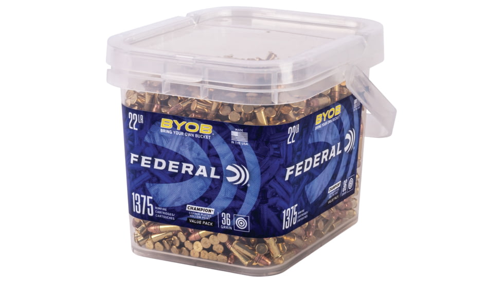 Federal Premium BYOB .22 Long Rifle 36 Grain Copper Plated Hollow Point Rimfire Ammo, 1375 Rounds, 750BKT1375