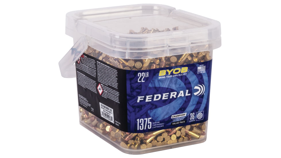 Federal Premium BYOB .22 Long Rifle 36 Grain Copper Plated Hollow Point Rimfire Ammo, 1375 Rounds, 750BKT1375