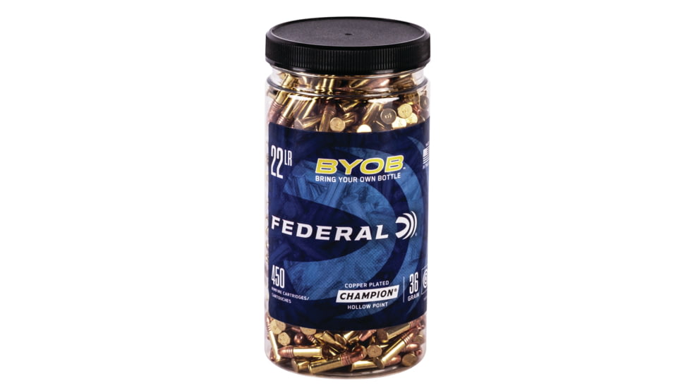 Federal Premium BYOB .22 Long Rifle 36 Grain Copper Plated Hollow Point Rimfire Ammo, 450 Rounds, 750BTL450