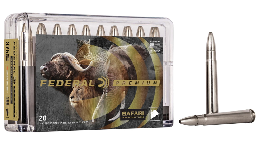 Federal Premium CAPE-SHOK .375 H&amp;H Magnum 300 Grain Trophy Bonded Bear Claw Centerfire Rifle Ammo, 20 Rounds, P375T1