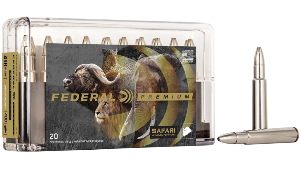 Federal Premium CAPE-SHOK .416 Rigby 400 Grain Trophy Bonded Bear Claw Centerfire Rifle Ammo, 20 Rounds, P416T1