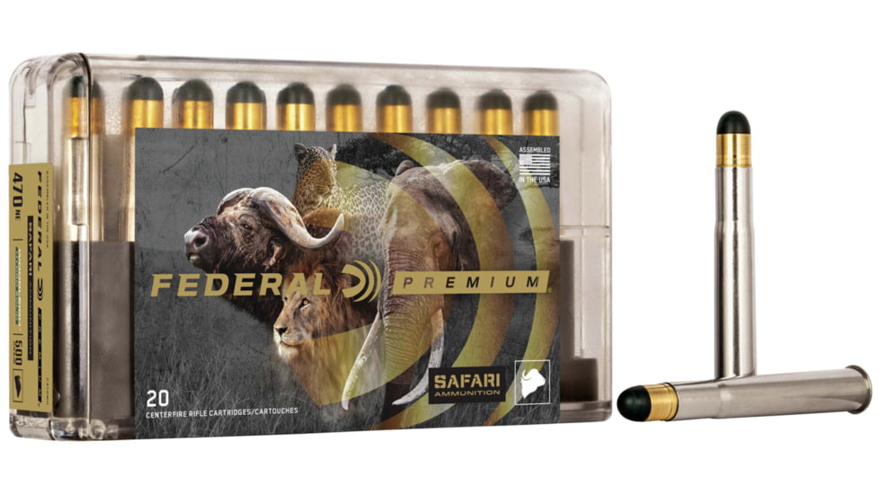 Federal Premium CAPE-SHOK .470 Nitro Express 500 Grain Woodleigh Hydro Solid Centerfire Rifle Ammo, 20 Rounds, P470WH