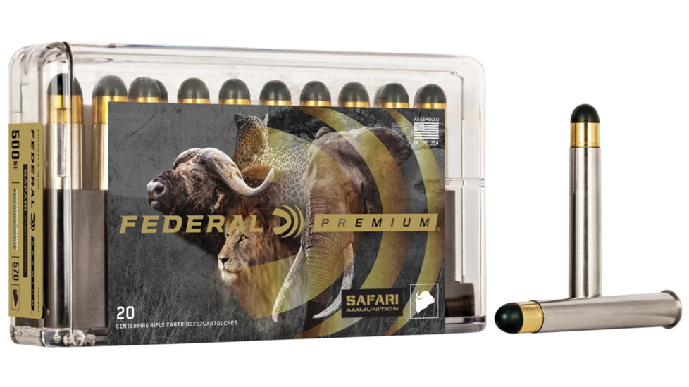 Federal Premium CAPE-SHOK .500 Nitro Express 570 Grain Woodleigh Hydro Solid Centerfire Rifle Ammo, 20 Rounds, P500NWH