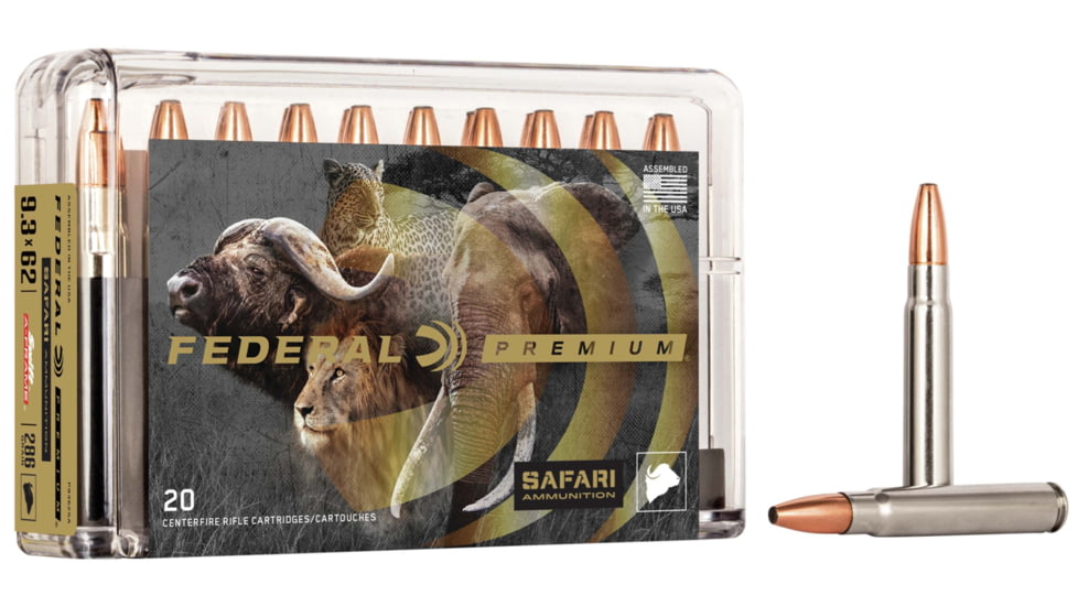 Federal Premium CAPE-SHOK 9.3x62mm Mauser 286 Grain Swift A-Frame Centerfire Rifle Ammo, 20 Rounds, P9362SA