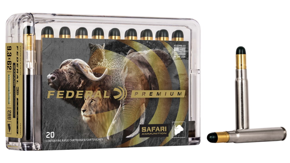 Federal Premium CAPE-SHOK 9.3x62mm Mauser 286 Grain Woodleigh Hydro Solid Centerfire Rifle Ammo, 20 Rounds, P9362WH