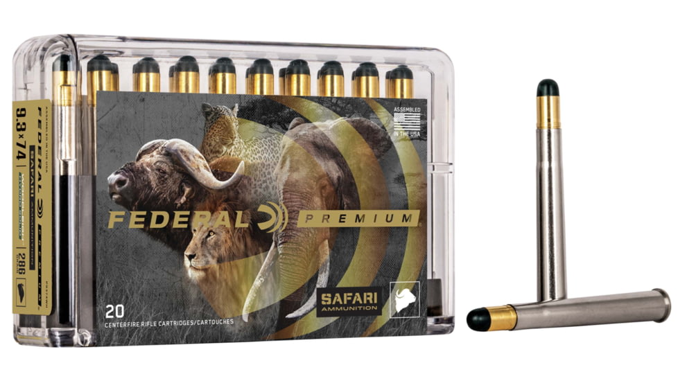 Federal Premium CAPE-SHOK 9.3x74mmR 286 Grain Woodleigh Hydro Solid Centerfire Rifle Ammo, 20 Rounds, P9374WH