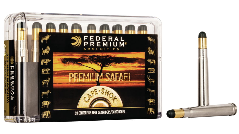 Federal Premium Cape-Shok Rifle Ammo, .375 H&amp;H Magnum, Woodleigh Hydro Solid, 300 grain, 20 Rounds, P375WH