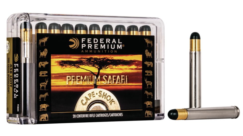 Federal Premium Cape-Shok Rifle Ammo, .458 Lott, Woodleigh Hydro Solid, 500 grain, 20 Rounds, P458LWH