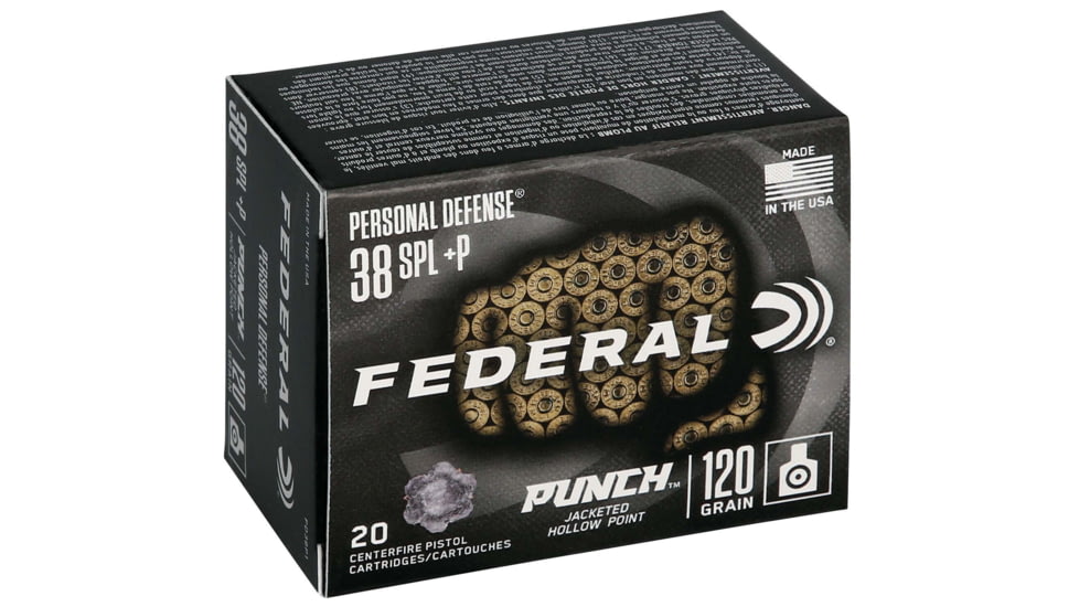 Federal Premium Centerfire Handgun Ammunition .38 Special 120 grain Jacketed Hollow Point Centerfire Pistol Ammo, 20 Rounds, PD38P1
