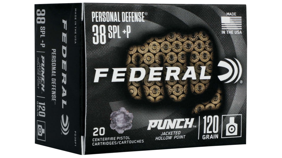 Federal Premium Centerfire Handgun Ammunition .38 Special 120 grain Jacketed Hollow Point Centerfire Pistol Ammo, 20 Rounds, PD38P1