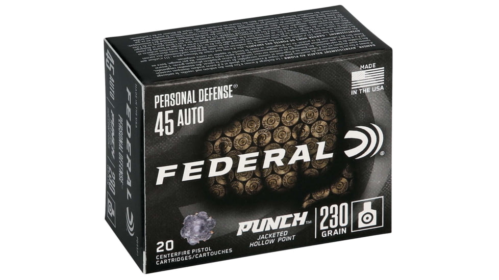 Federal Premium Centerfire Handgun Ammunition .45 ACP 230 grain Jacketed Hollow Point Centerfire Pistol Ammo, 20 Rounds, PD45P1