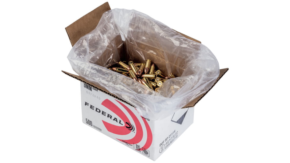 Federal Premium Champion Training 9mm Luger 115 Grain Full Metal Jacket Brass Cased Centerfire Pistol Ammo, 500 Rounds, C9115A500