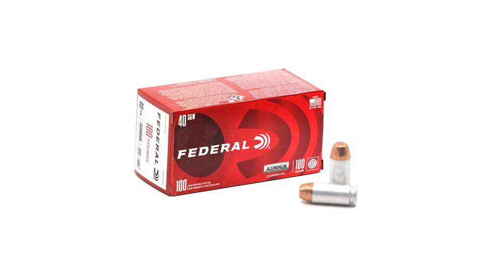Federal Premium Champion Training Aluminum Pistol Ammo, .40 S&amp;W, Full Metal Jacket, 180 grain, 50 Rounds, CAL40180