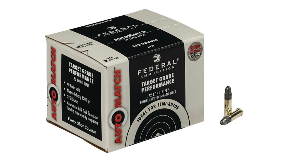 Federal Premium Champion Training Rimfire Ammo, .22 Long Rifle, Lead Round Nose, 40 grain, 325 Rounds, AM22
