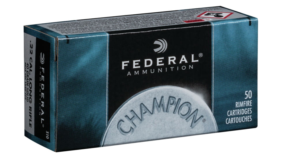 Federal Premium Champion Training Rimfire Ammo, .22 Long Rifle, Lead Round Nose, 40 grain, 50 Rounds, 510