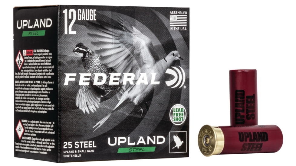 Federal Premium Upland Steel 12 Gauge 1 1/8oz 2 3/4'' Shotgun Ammo, 7.5, 25 Rounds, USH12 7.5