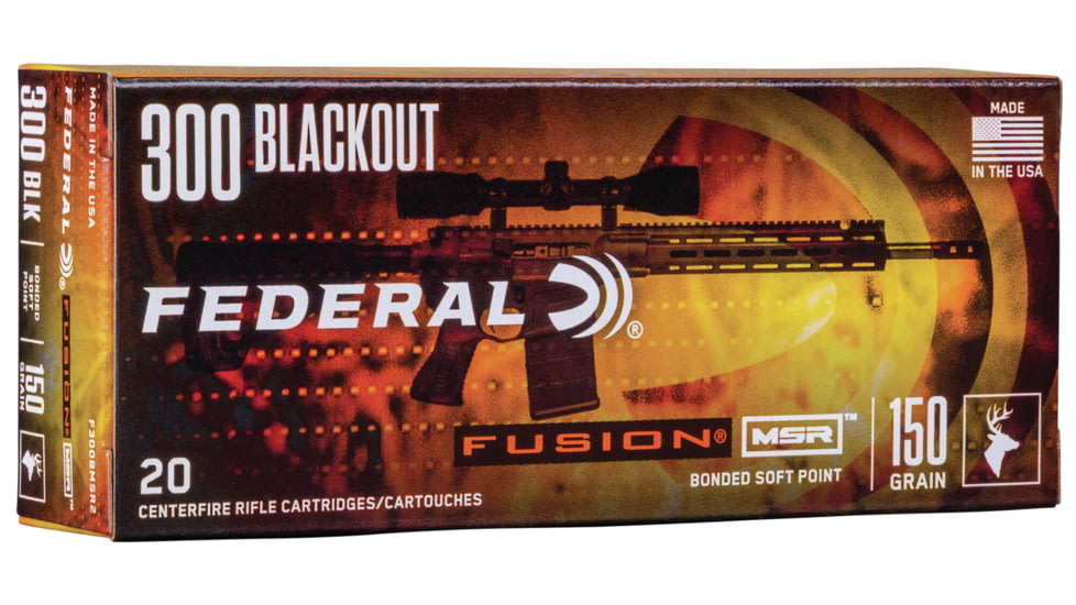 Federal Fusion MSR .300 AAC Blackout 150 Grain Soft Point Centerfire Rifle Ammo, 20 Rounds, F300BMSR2