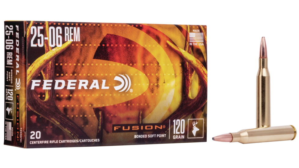 Federal Fusion .25-06 120 Grain Soft Point Centerfire Rifle Ammo, 20 Rounds, F2506FS1