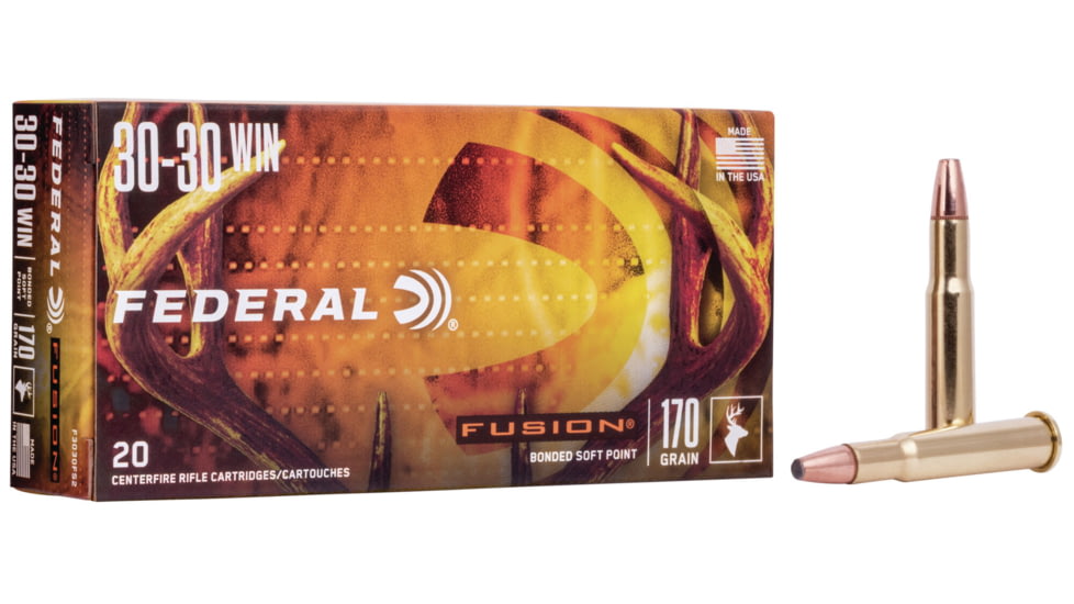Federal Fusion Rifle 30-30 Win 170 Grain Soft Point Centerfire Rifle Ammo, 20 Rounds, F3030FS2