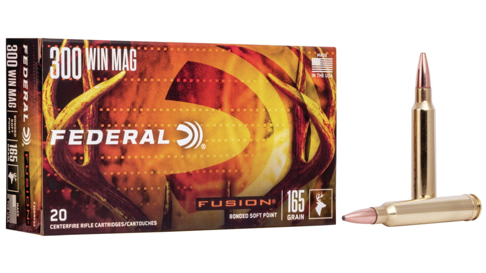 Federal Fusion .300 Winchester Magnum 165 Grain Soft Point Rifle Ammo, 20 Rounds, F300WFS2