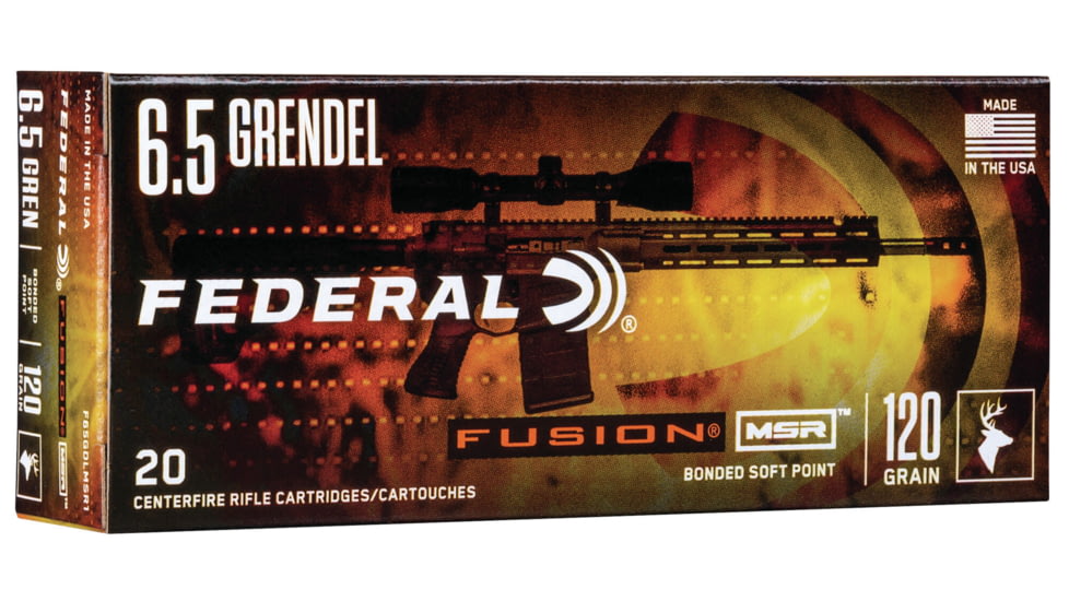 Federal Premium Fusion Rifle Ammo, 6.5mm Grendel, Fusion Soft Point, 120 grain, 20 Rounds, F65GDLMSR1