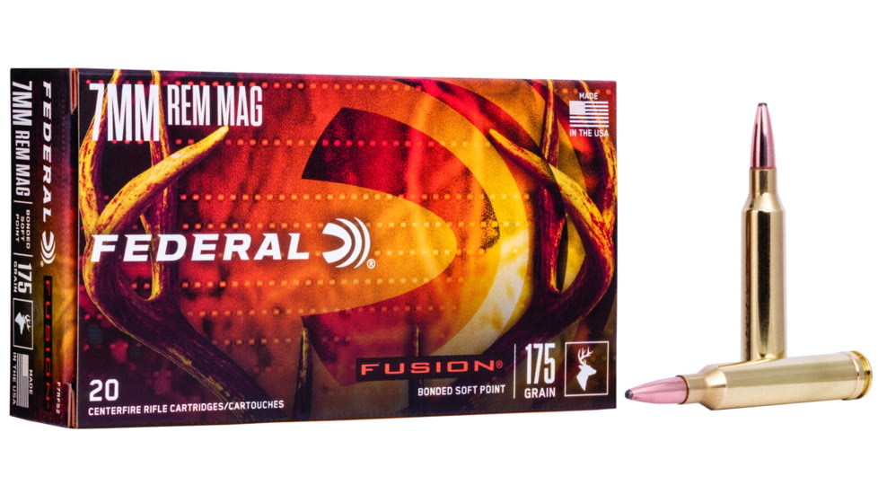 Federal Fusion 7mm Magnum 175 Grain Soft Point Centerfire Rifle Ammo, 20 Rounds, F7RFS2
